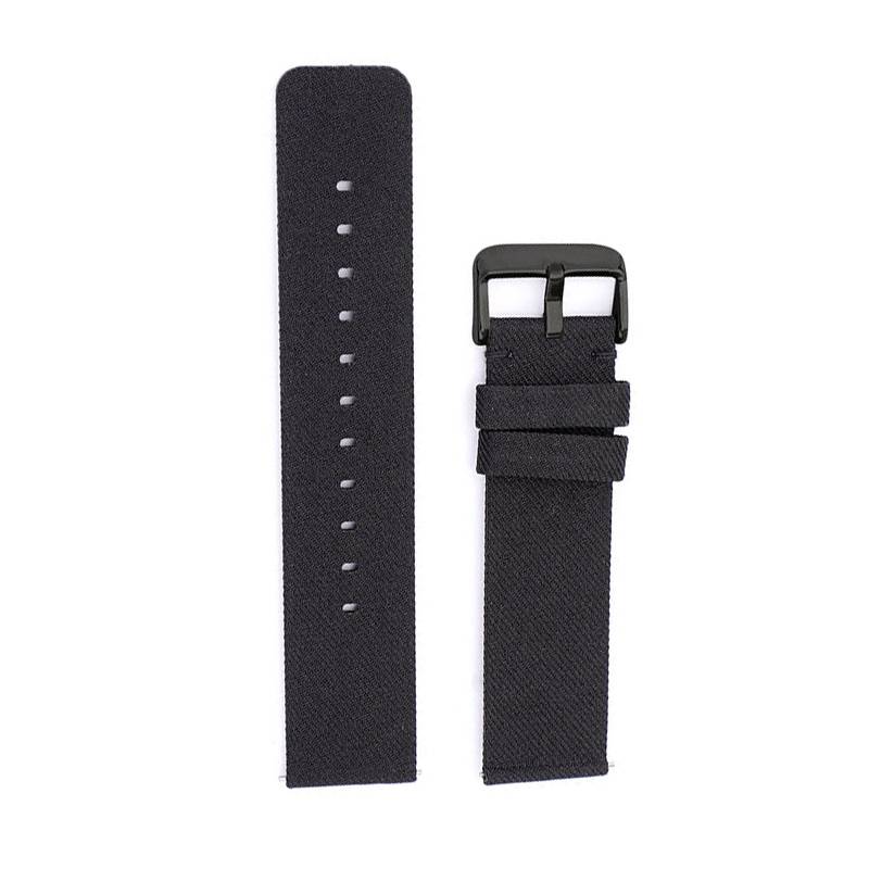 Schwarzes Canvas-Uhrenarmband mit schwarzer Schnalle 18 mm