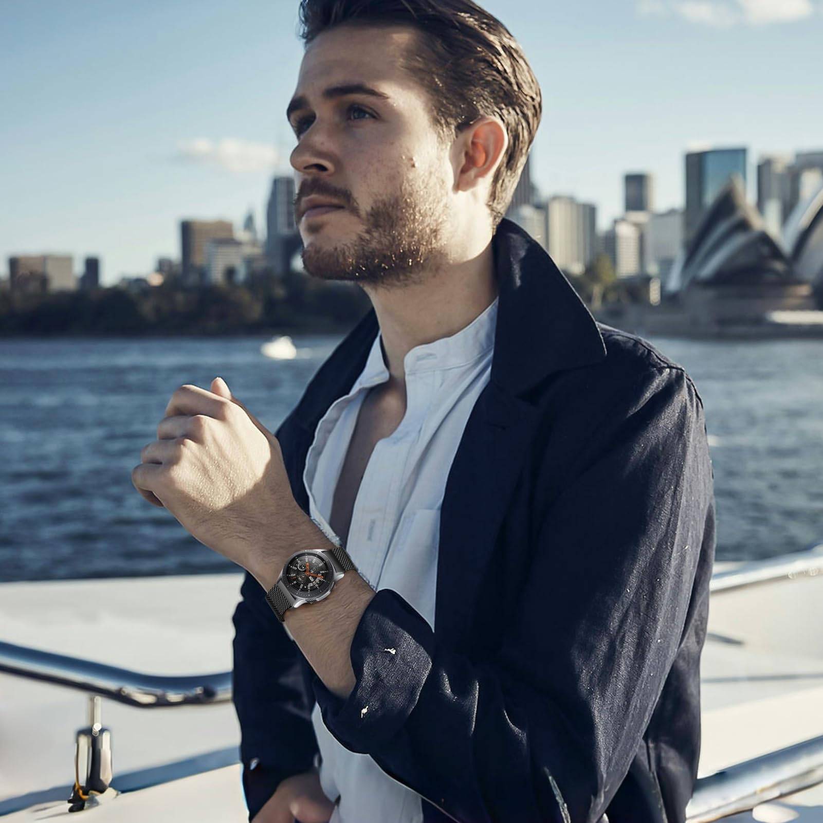 Mailänder-Schlaufe Uhrenarmband für Smartwatches Black 22 mm