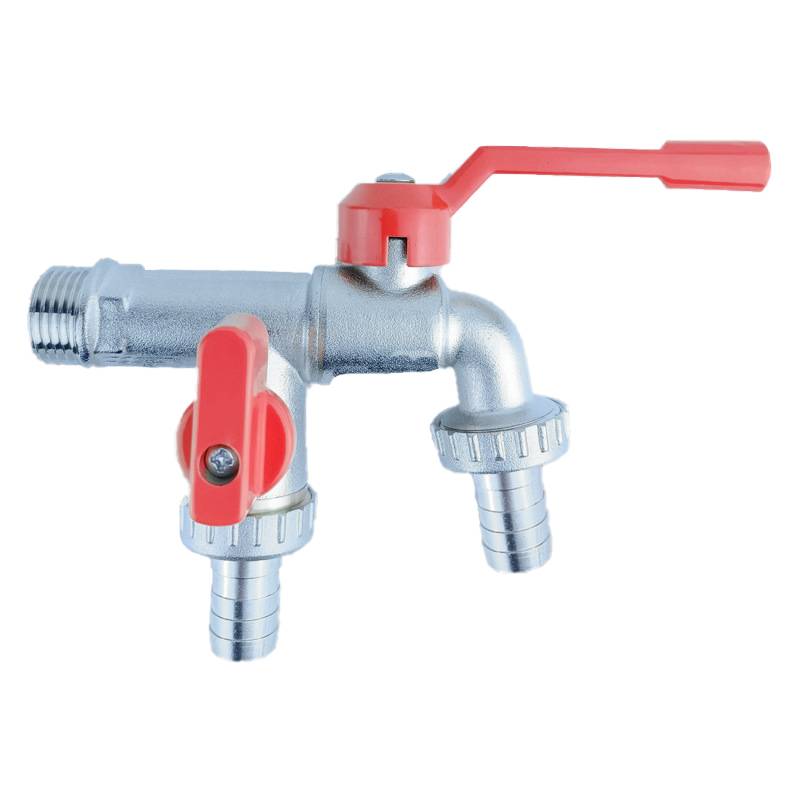 Roter Messing Doppel Kopf Wasserhahn mit Düse