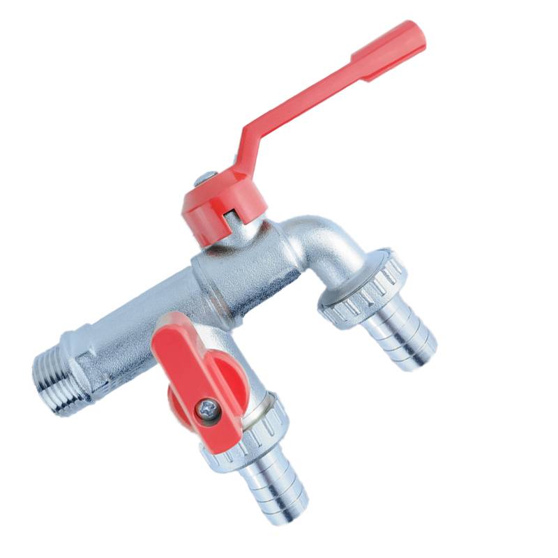 Roter Messing Doppel Kopf Wasserhahn mit Düse