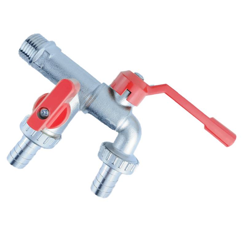 Roter Messing Doppel Kopf Wasserhahn mit Düse