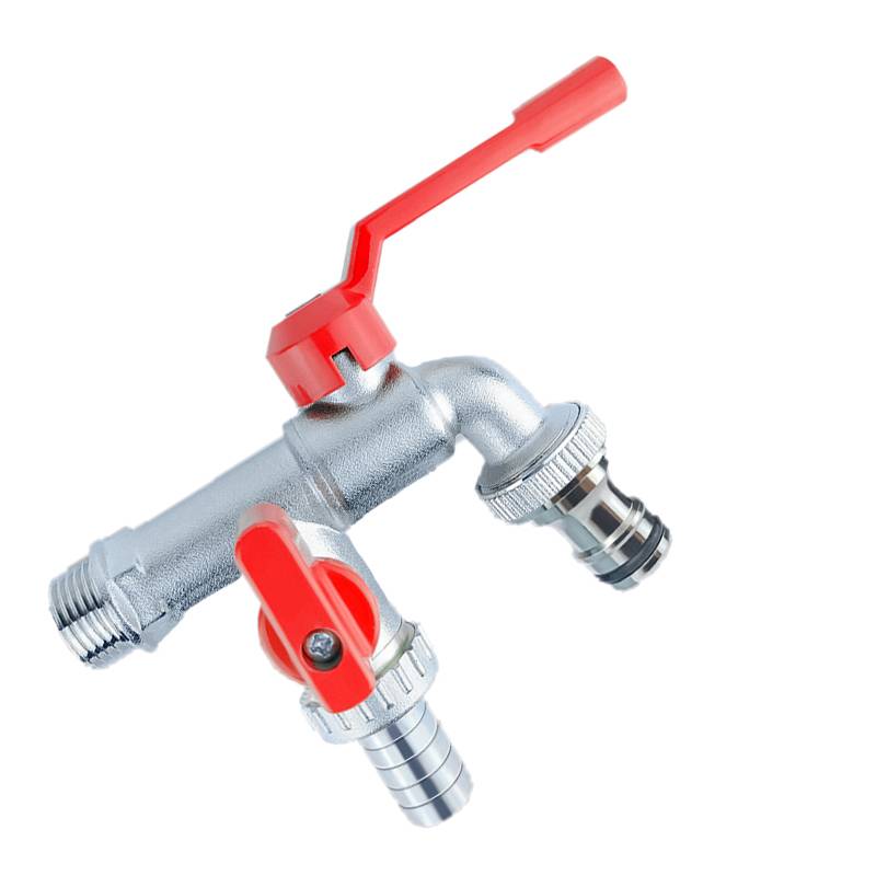 Premium Messing Doppel Auslass Wasserhahn für Garten & Waschküche