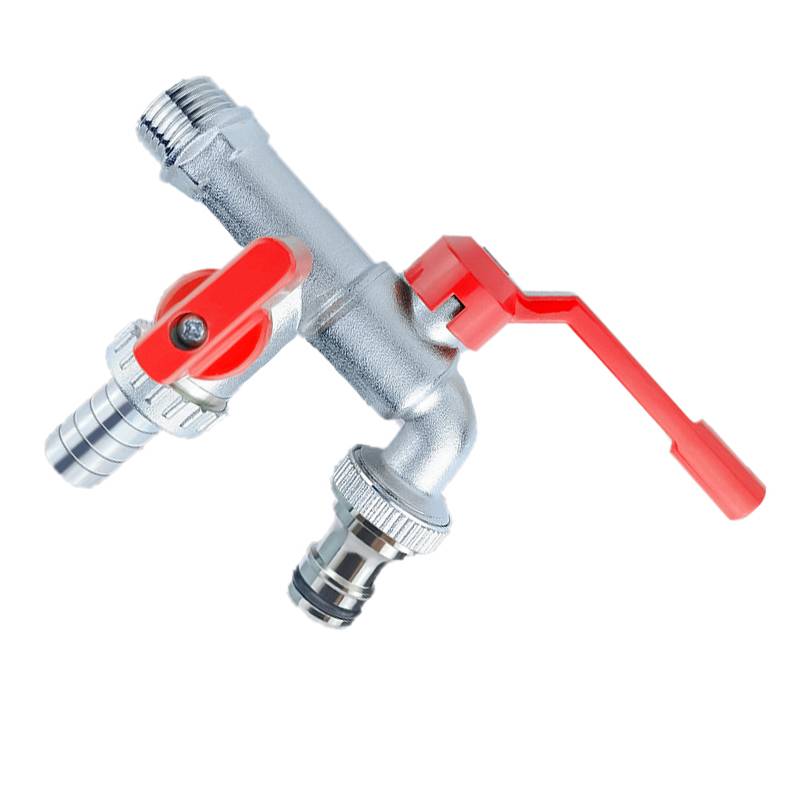 Premium Messing Doppel Auslass Wasserhahn für Garten & Waschküche