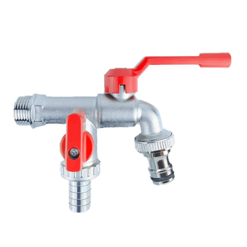 Premium Messing Doppel Auslass Wasserhahn für Garten & Waschküche