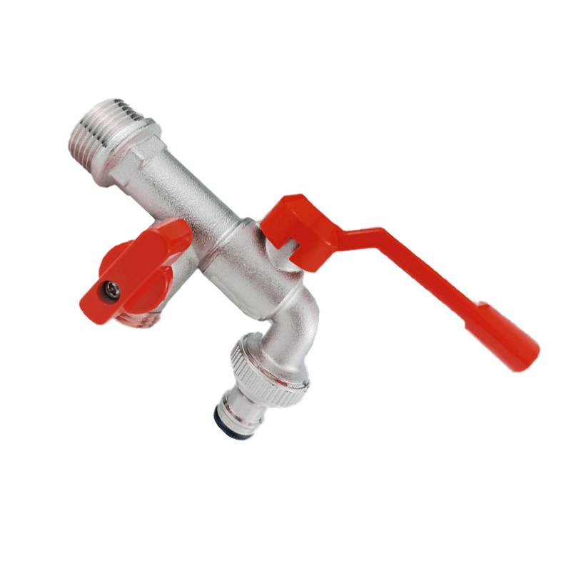 Doppelter Wasserhahn aus Messing mit Schnellanschluss Modell 1