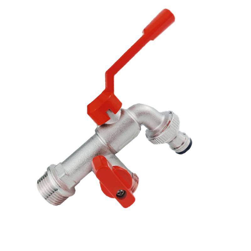 Doppelter Wasserhahn aus Messing mit Schnellanschluss Modell 1