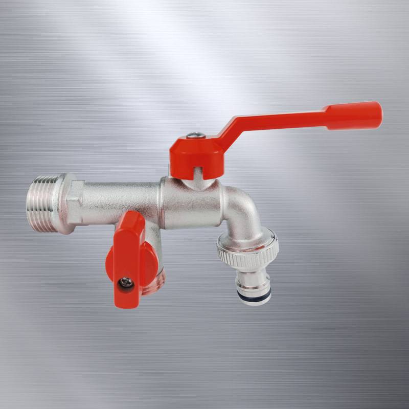 Doppelter Wasserhahn aus Messing mit Schnellanschluss Modell 1