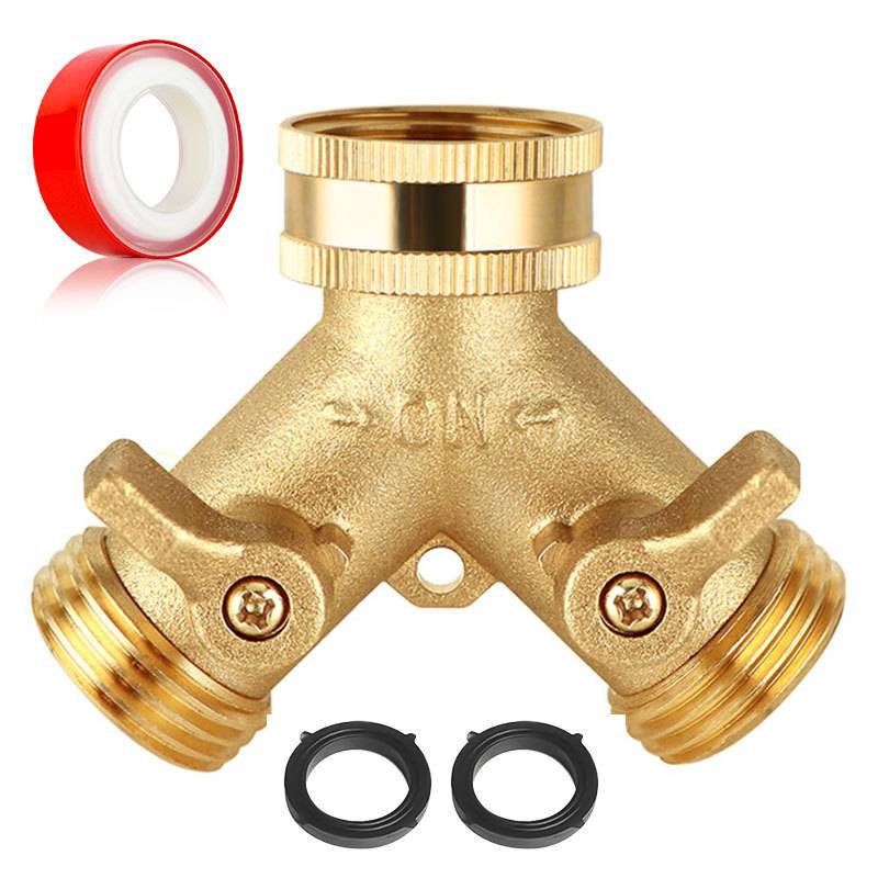 Messing Y-Schlauchverbinder 3/4 Zoll - Gartenschlauchverteiler Modell 2