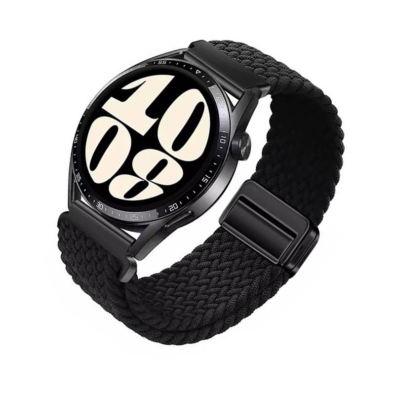 Stilvolles schwarzes 20mm geflochtenes Nylon Magnet Uhrenarmband