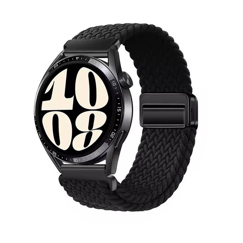 Stilvolles schwarzes 20mm geflochtenes Nylon Magnet Uhrenarmband