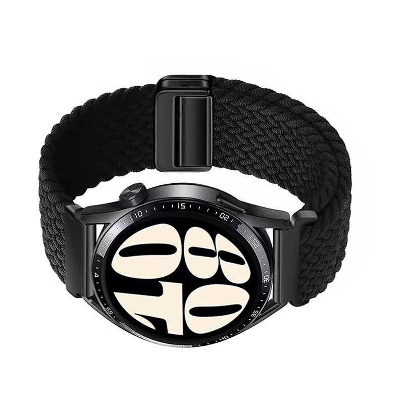 Stilvolles schwarzes 20mm geflochtenes Nylon Magnet Uhrenarmband