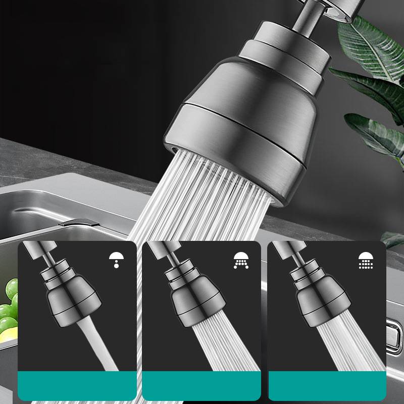 Schwarzer Kupferhahn-Verlängerer - Kurz, 3-Modus Anti-Spritzer