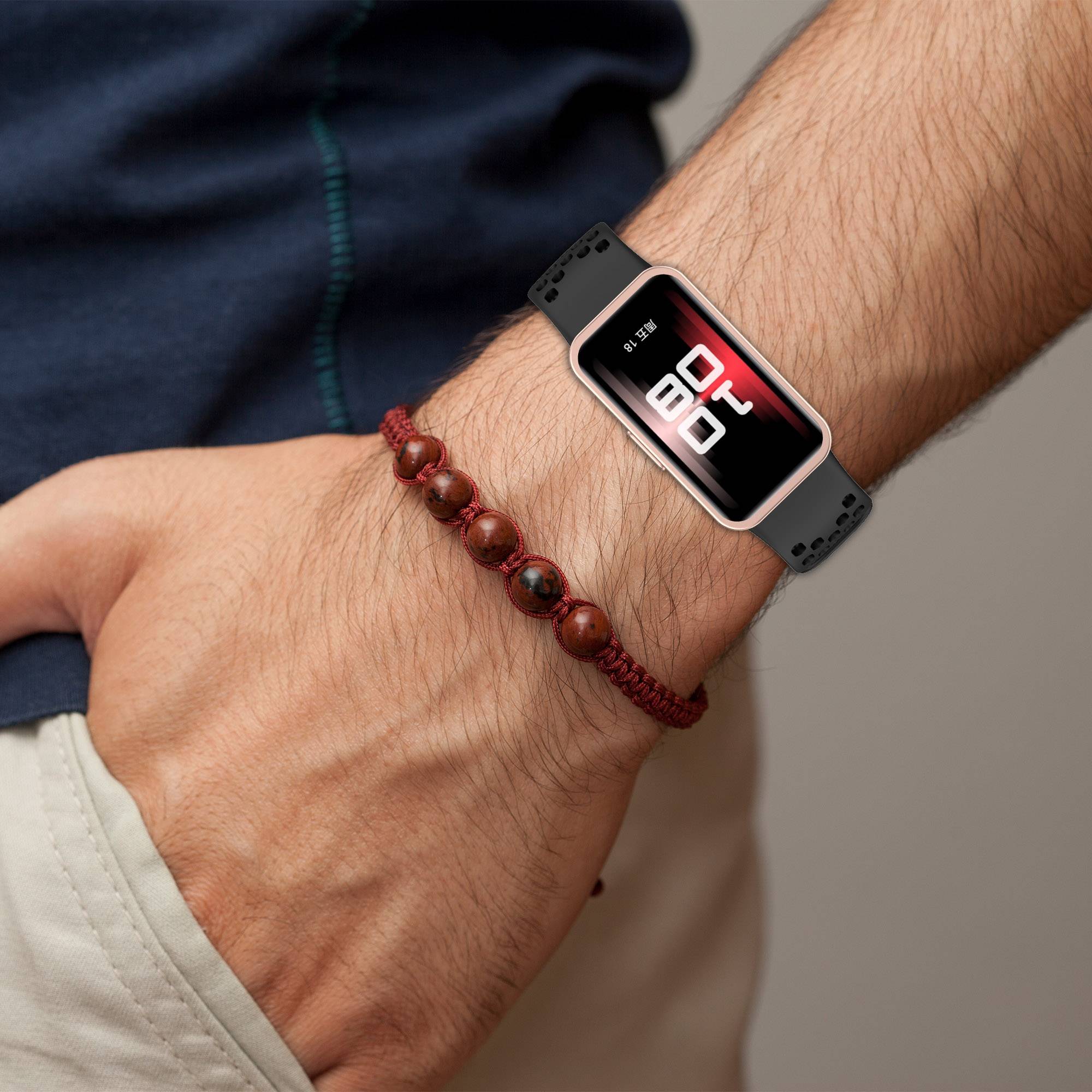 Ersatzarmband für Huawei Band 10/9/8 - Atmungsaktives Lochdesign Black