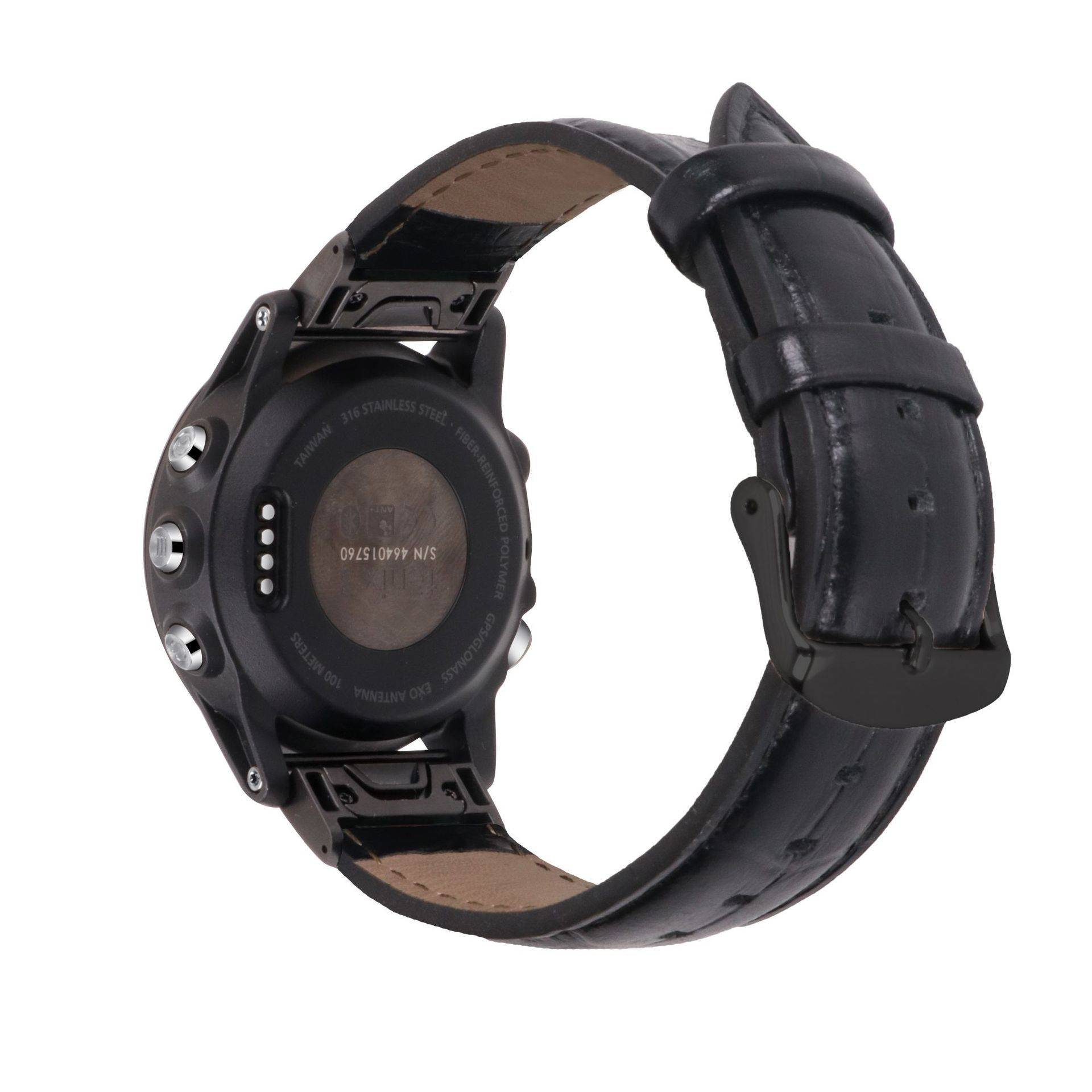 Echtes Lederarmband für Garmin Fenix 7X 7S Black 20 mm