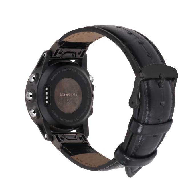 Echtes Lederarmband für Garmin Fenix 7X 7S Black 20 mm