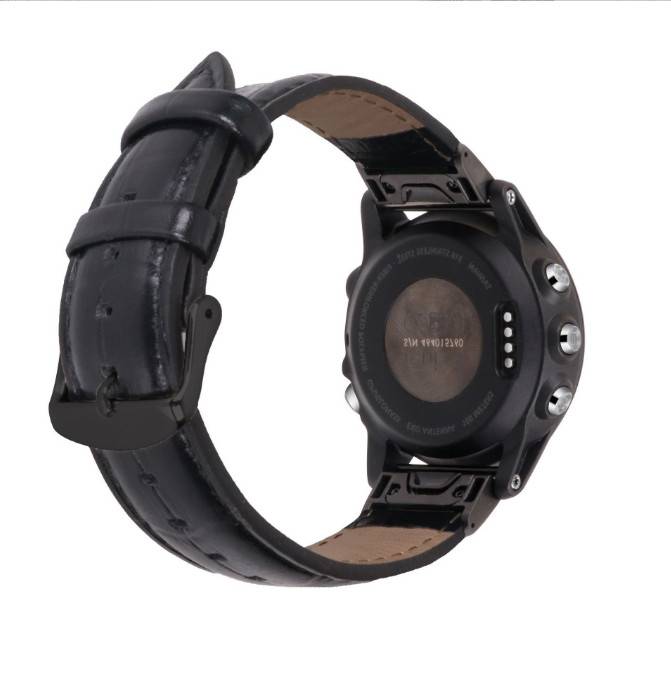 Echtes Lederarmband für Garmin Fenix 7X 7S Black 20 mm