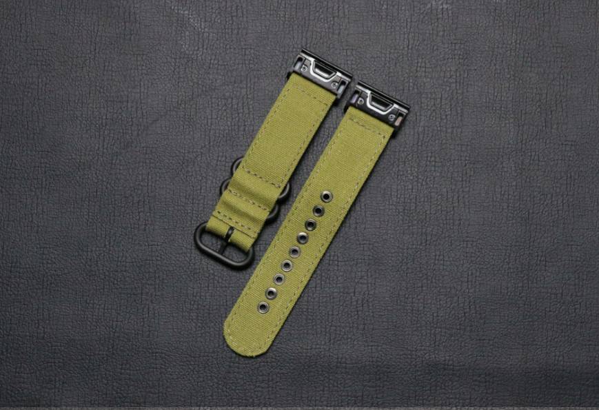Canvas Schnellverschluss-Uhrenarmband für Garmin Fenix 7, 6, 5 Serie Green