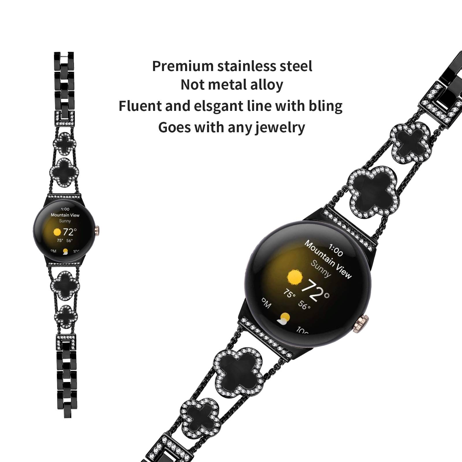 Cloverlink-Armband für Google Pixel Watch Black