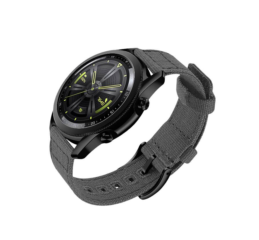 Gewebtes Canvas-Schnellverschluss-Uhrenarmband für Huawei GT4 DarkGrey 20 mm