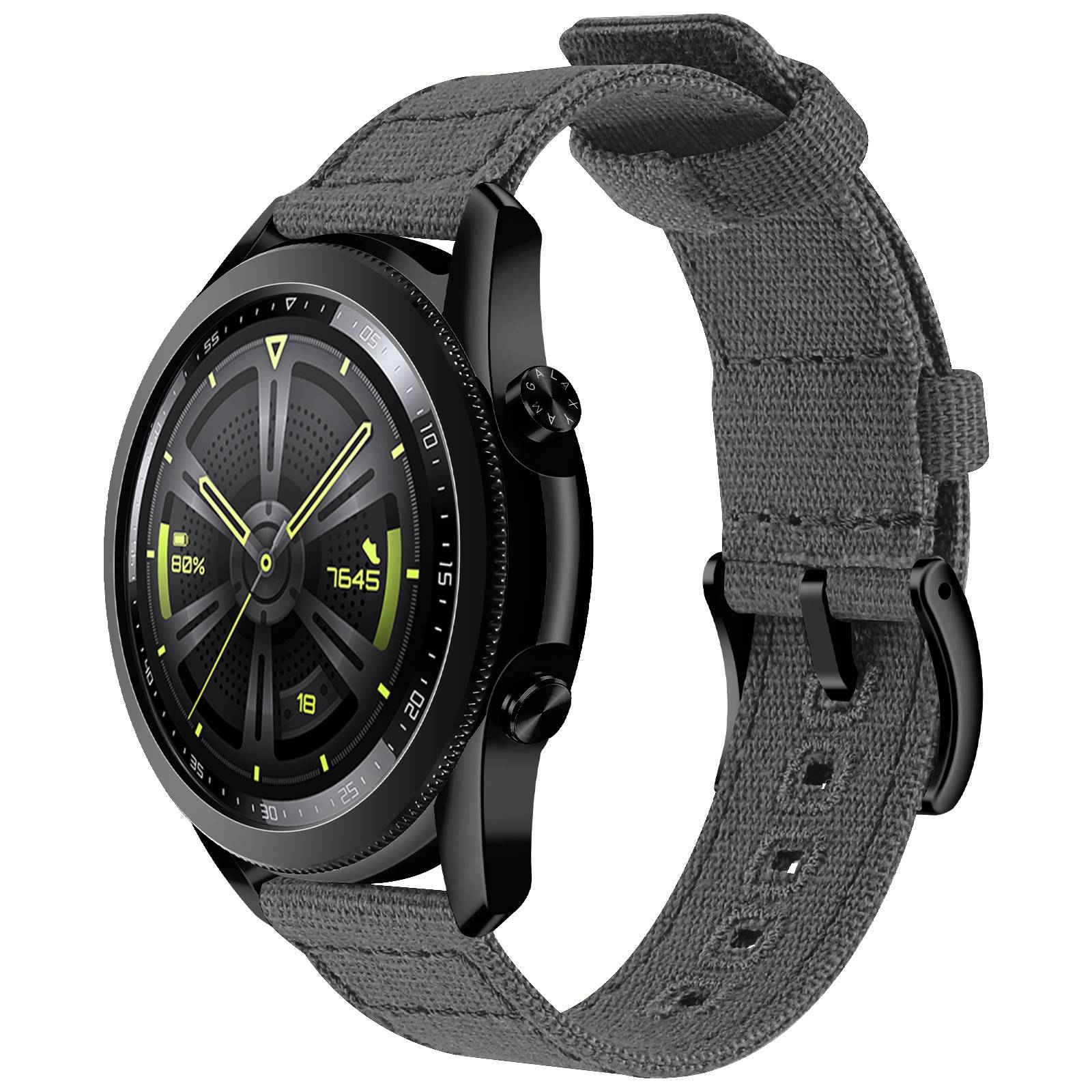Gewebtes Canvas-Schnellverschluss-Uhrenarmband für Huawei GT4 DarkGrey 20 mm