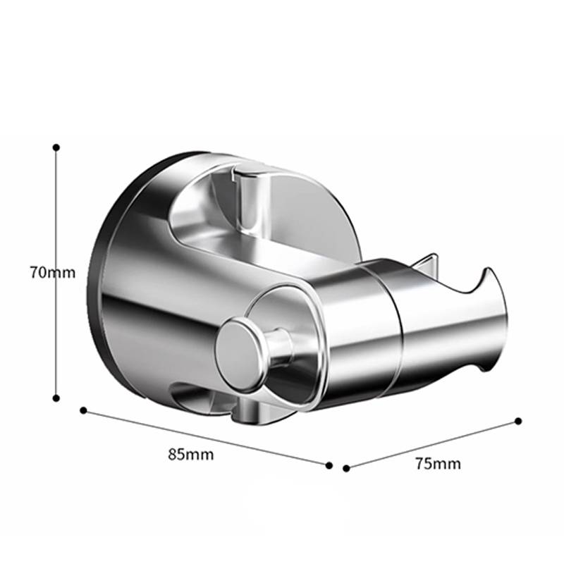 Adjustable Suction Cup Shower Head Holder - Silver Finish