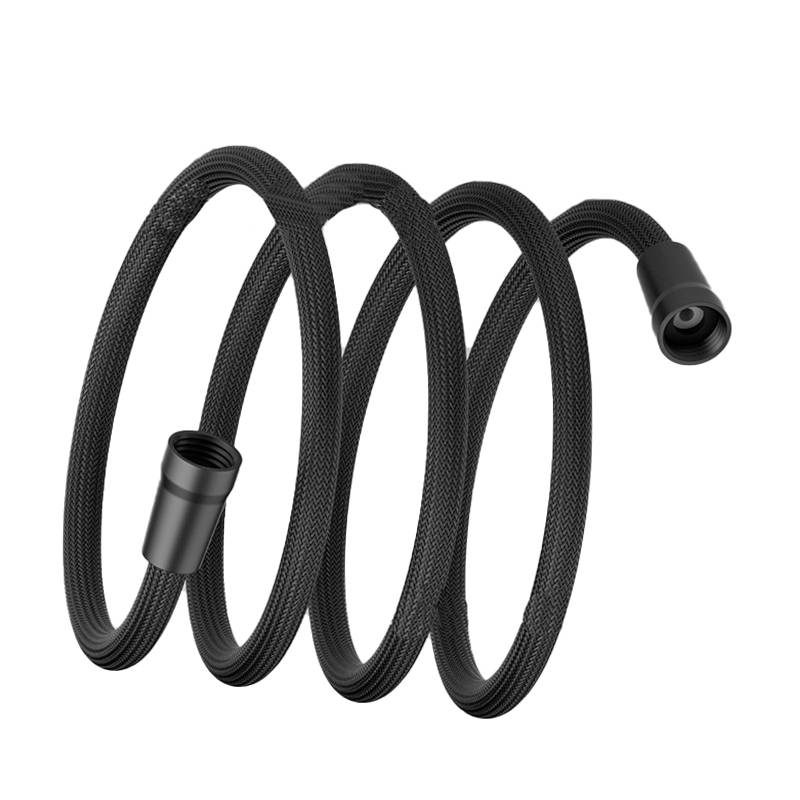 2 Meter Schwarzer Nylon Anti-Explosions-Duschschlauch mit PP-Kappe
