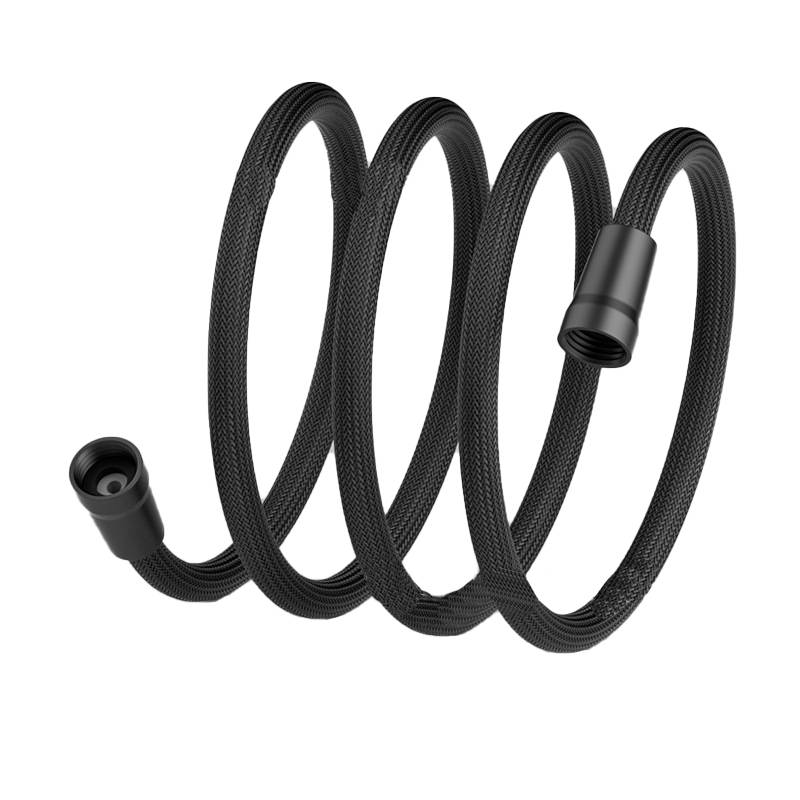 2 Meter Schwarzer Nylon Anti-Explosions-Duschschlauch mit PP-Kappe
