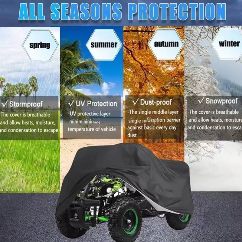 Schwarz ATV Schutzabdeckung kompatibel mit Sandfahrzeugen, 210D Oxford Stoff, wasser-, UV- und schneefest, 220x98x106cm Modell 2