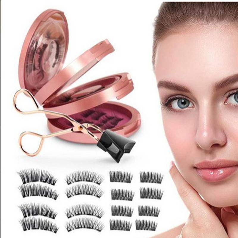 5 Magnetische 3-Lagen-Wimpernset mit Applikator - Schwarz