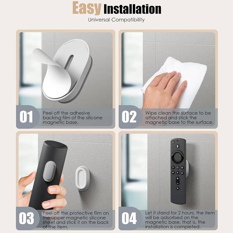 4er-Pack Magnetische Fernbedienungshalterung, Silikon-TV-Fernbedienungs-Organizer Black