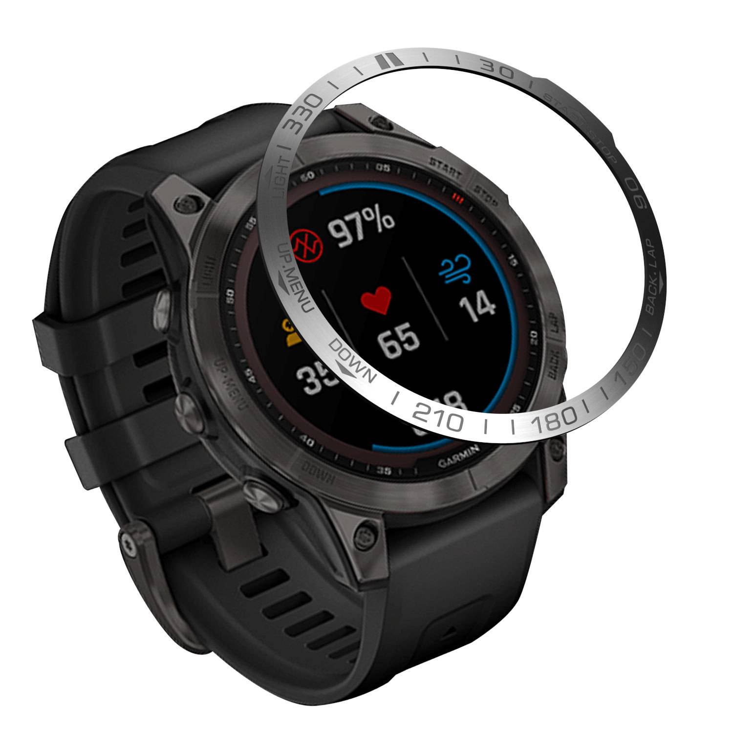 Stylischer silberner Lünettenring für Garmin Fenix 7/7 Pro