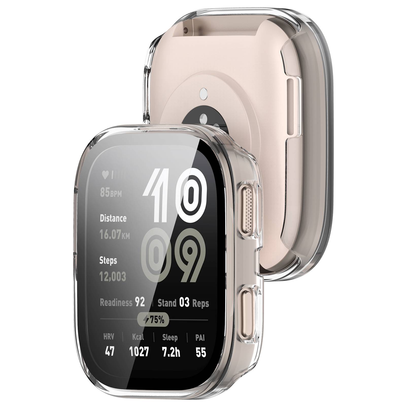 Klares PC-Gehäuse mit gehärteter Folie für Amazfit BIP 6 Transparent