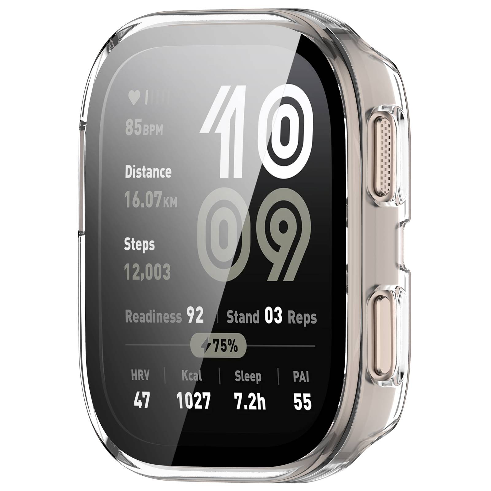 Klares PC-Gehäuse mit gehärteter Folie für Amazfit BIP 6 Transparent