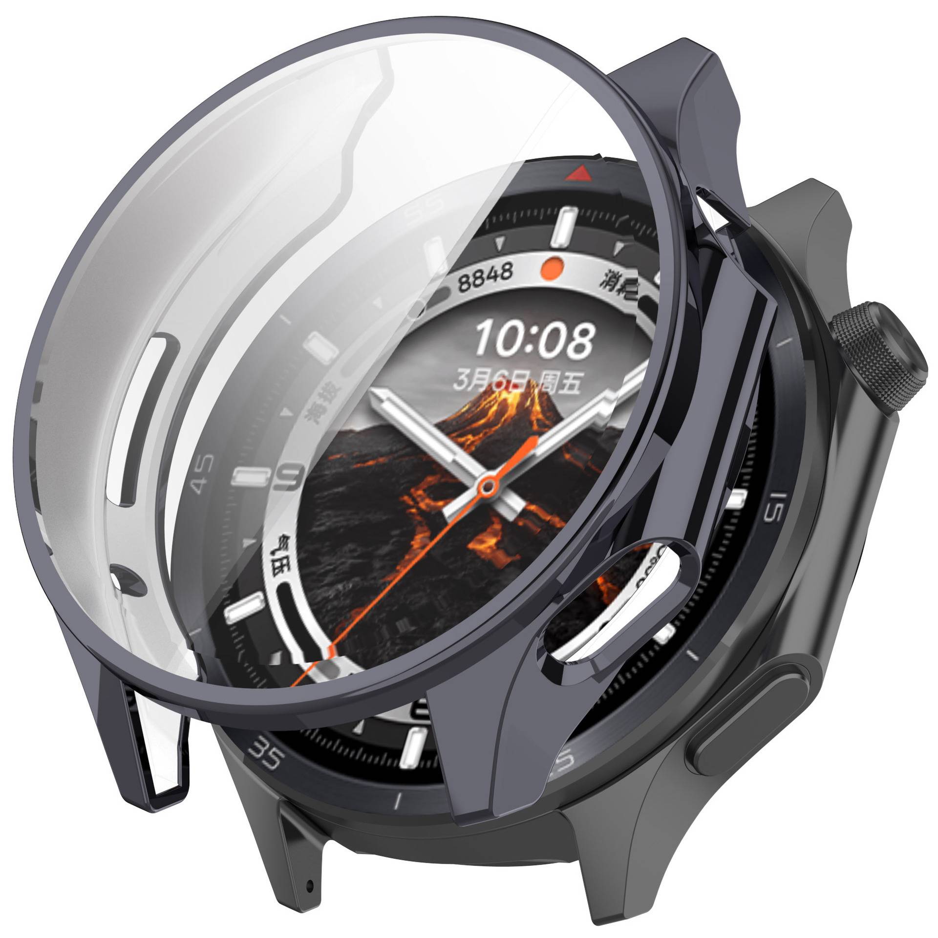 Galvanisierte Gunmetal TPU Hülle für Oppo Watch X2/OnePlus Watch 3 DarkGrey