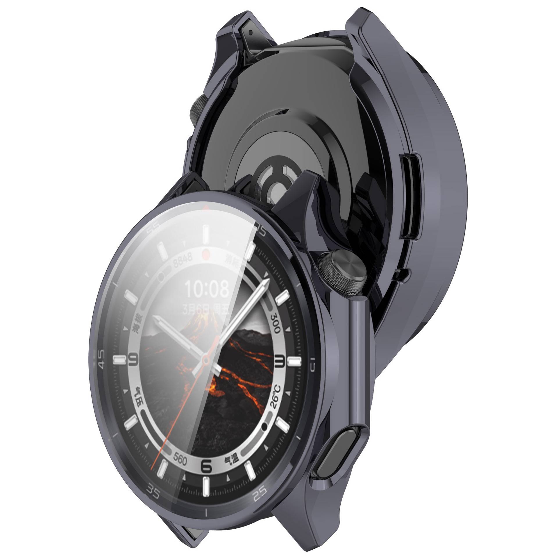 Galvanisierte Gunmetal TPU Hülle für Oppo Watch X2/OnePlus Watch 3 DarkGrey