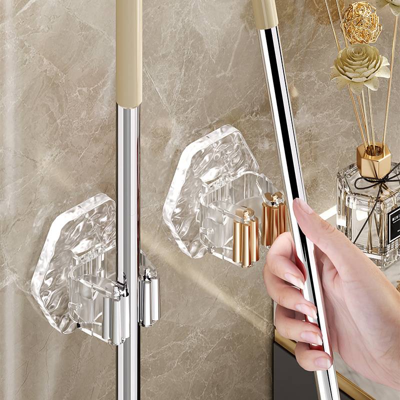 Wandmontierter Mop- und Besenhalter - Selbstklebend, Kein Bohren Gold