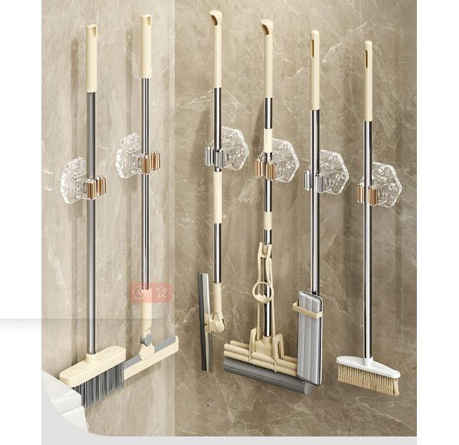 Wandmontierter Mop- und Besenhalter - Selbstklebend, Kein Bohren Gold
