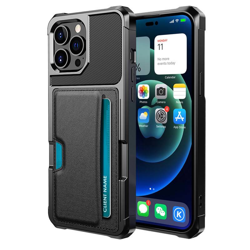 Elegante schwarze Brieftaschenhülle für die iPhone 16 Serie iPhone 16