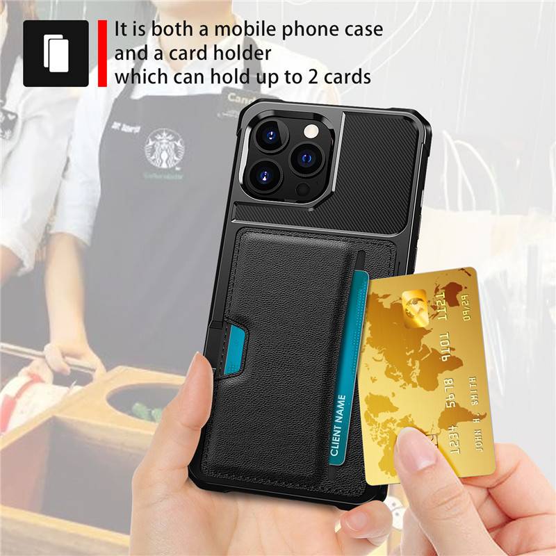 Elegante schwarze Brieftaschenhülle für die iPhone 16 Serie iPhone 16