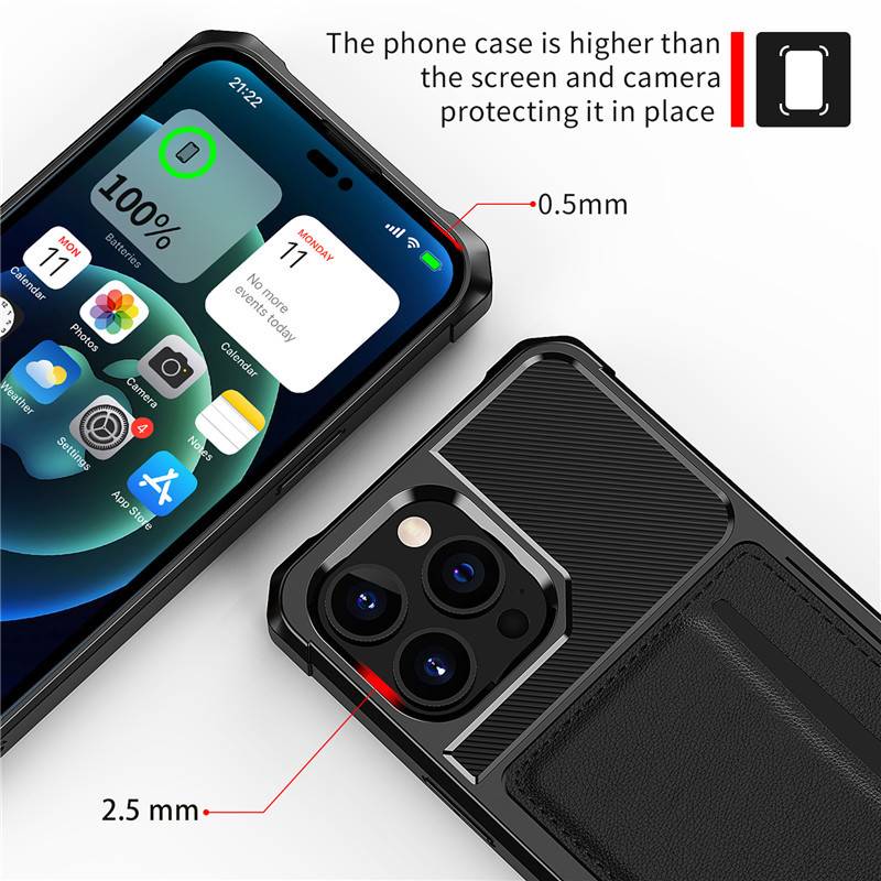 Elegante schwarze Brieftaschenhülle für die iPhone 16 Serie iPhone 16