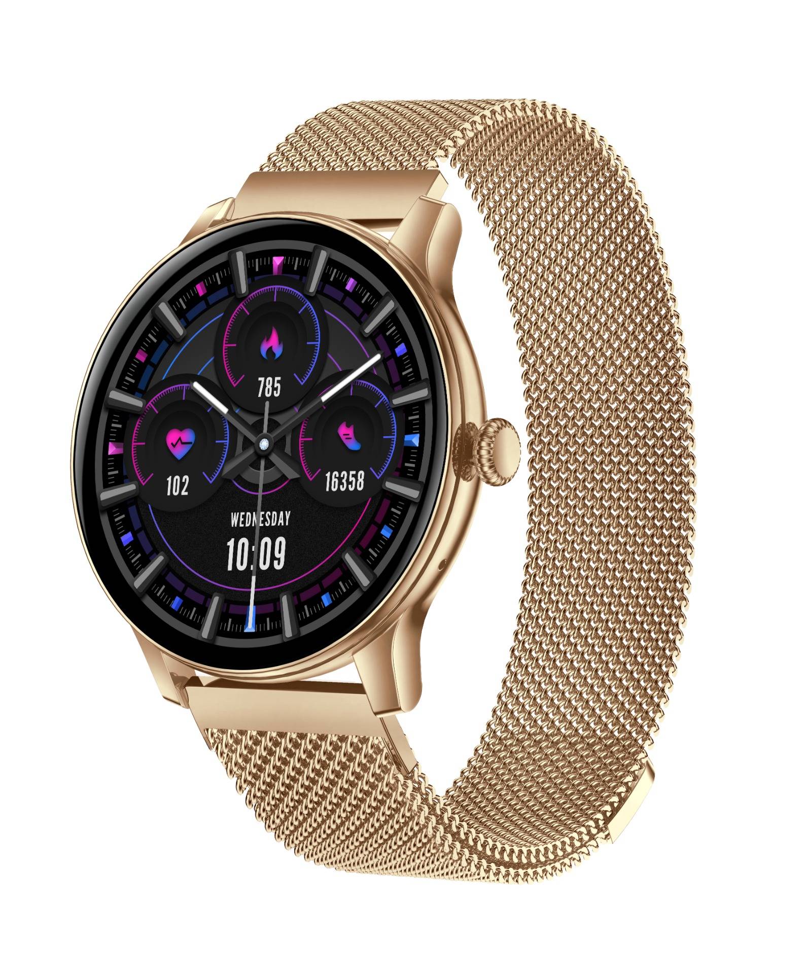 Multifunktionale Smartwatch mit Bluetooth-Anrufen, Gesundheitsüberwachung und mehreren Sportmodi Gold