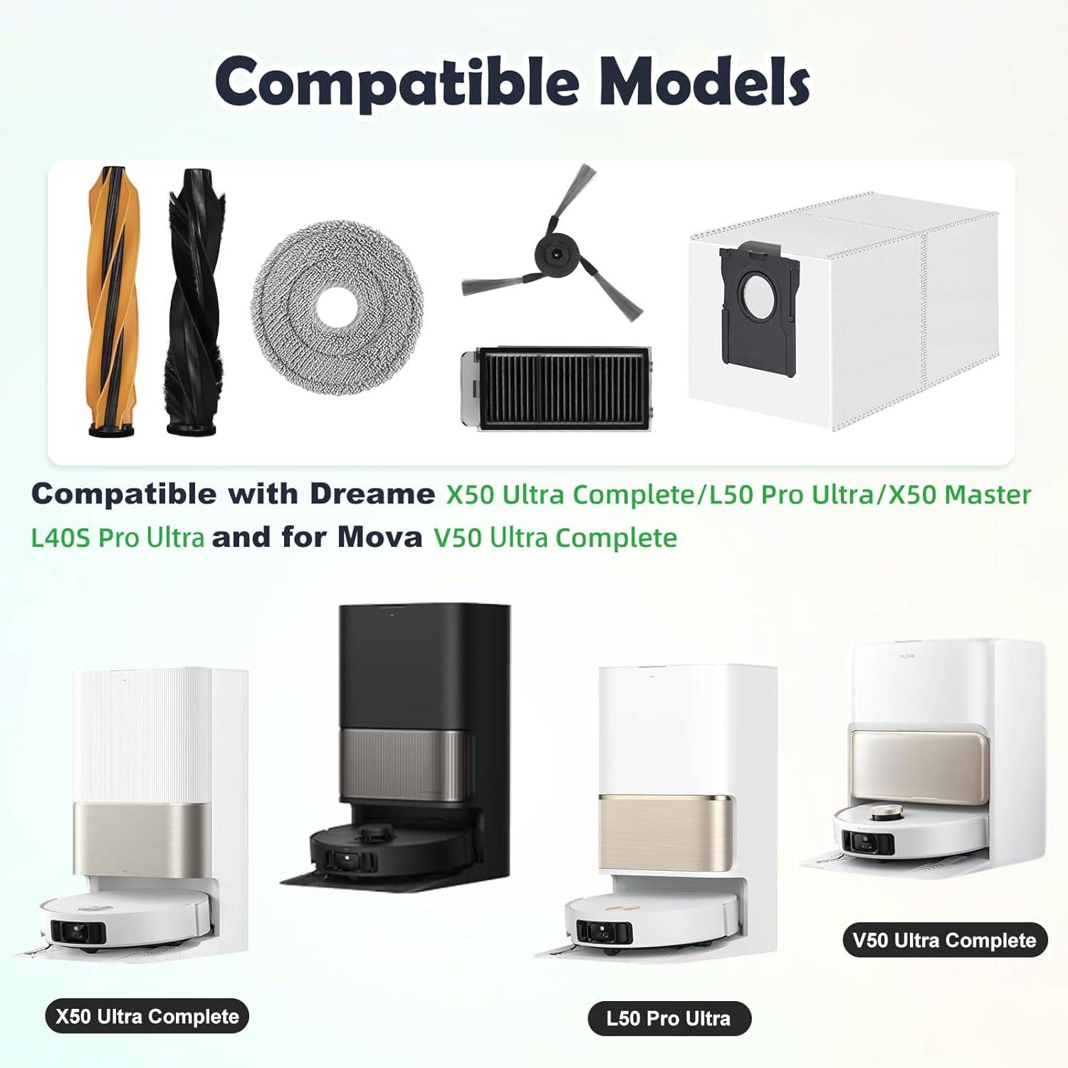 Dreame X50 Ultra Complete Zubehörkit kompatibel mit Dreame L50 Pro Ultra / L40s Pro Ultra / MOVA V50 Ultra