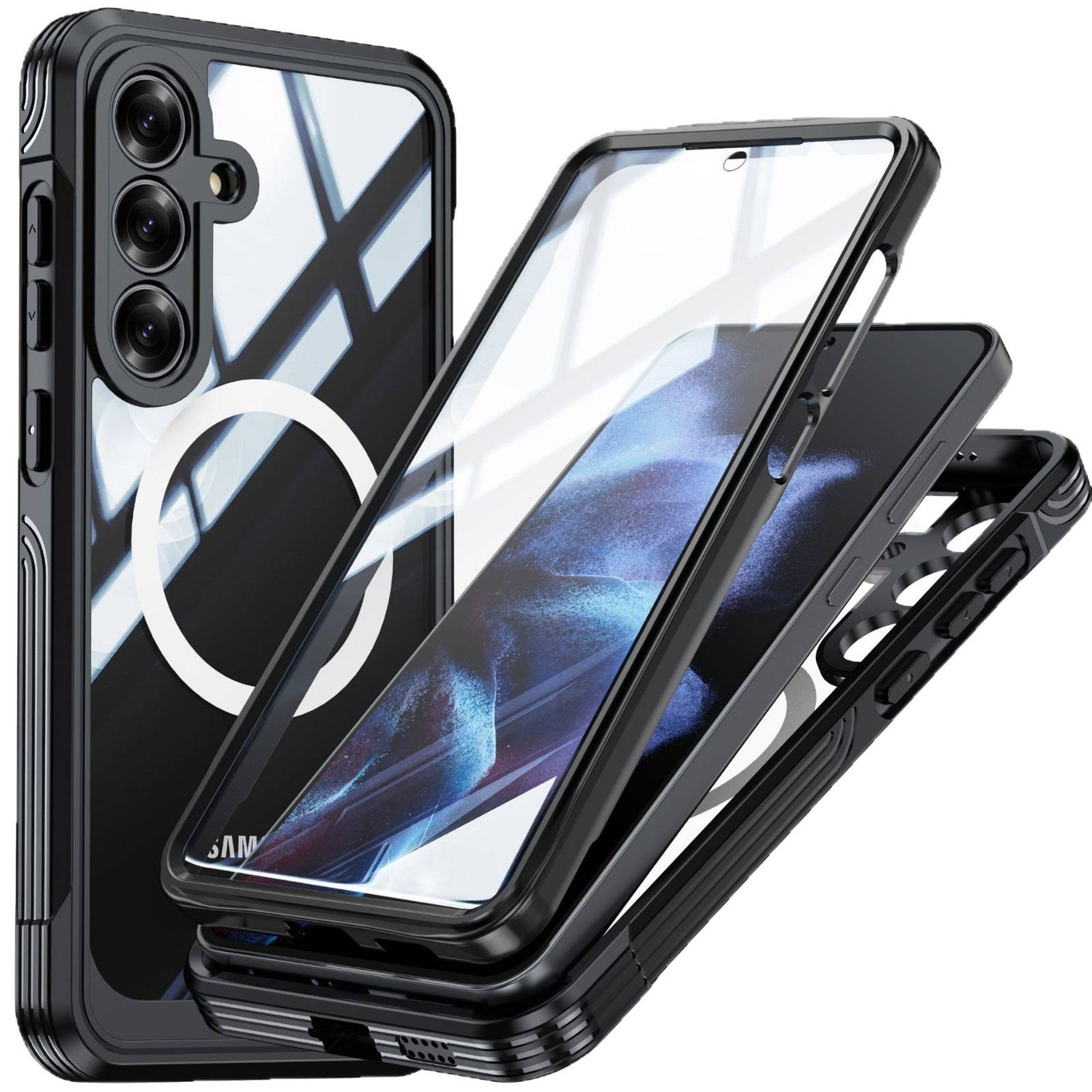 9H Glas Magnetische Schutzhülle kompatibel mit Samsung Galaxy S25 FE – Stoßfest, Kratzfest, Staubdicht