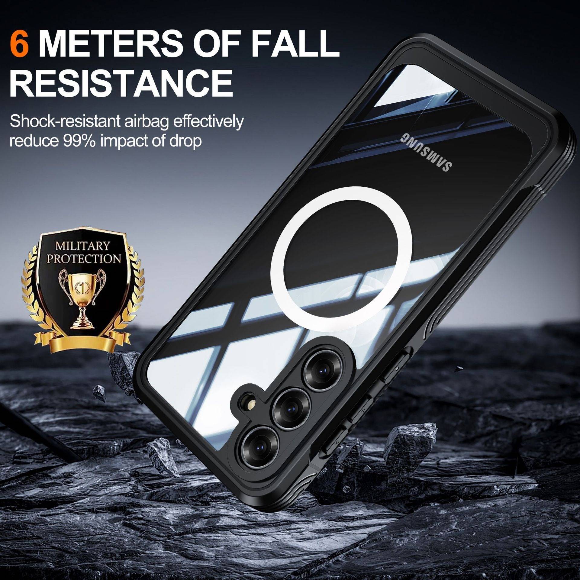 9H Glas Magnetische Schutzhülle kompatibel mit Samsung Galaxy S25 FE – Stoßfest, Kratzfest, Staubdicht