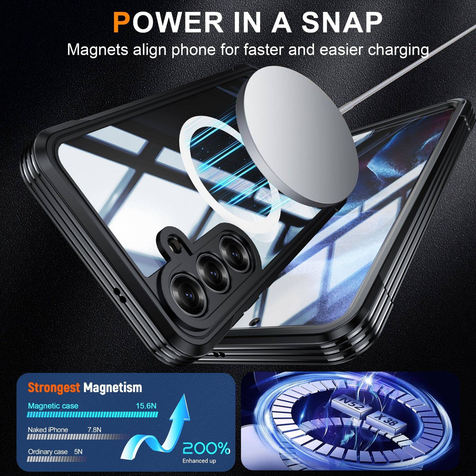 9H Glas Magnetische Schutzhülle kompatibel mit Samsung Galaxy S25 FE – Stoßfest, Kratzfest, Staubdicht