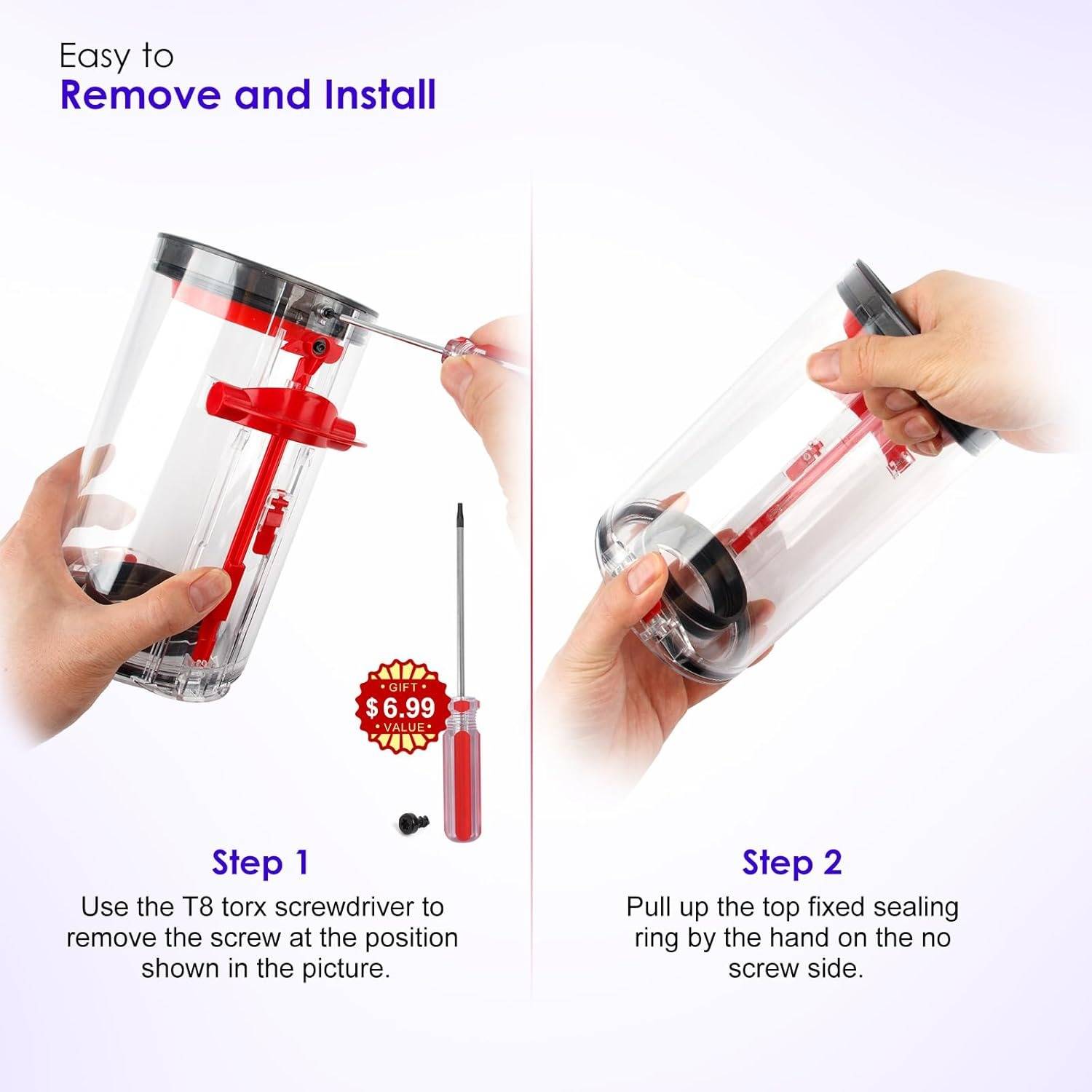 Upgrade Staubbehälter Dichtungsring Set kompatibel mit Dyson V11/V15 Gen5/SV Serie (inkl. T8 Schraubendreher)