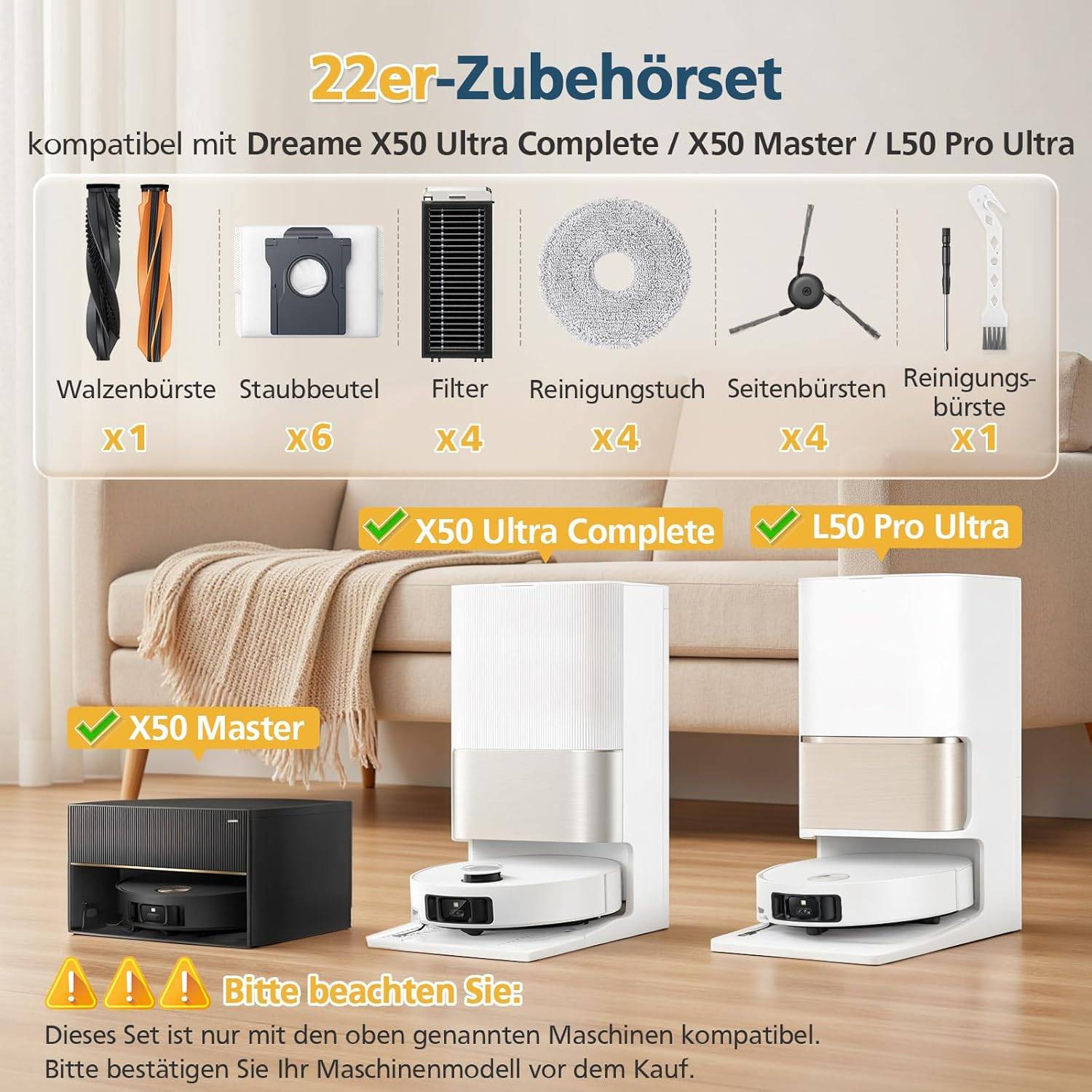 Zubehör-Ersatzteil-Set für Dreame X50 Ultra - 24 Teile