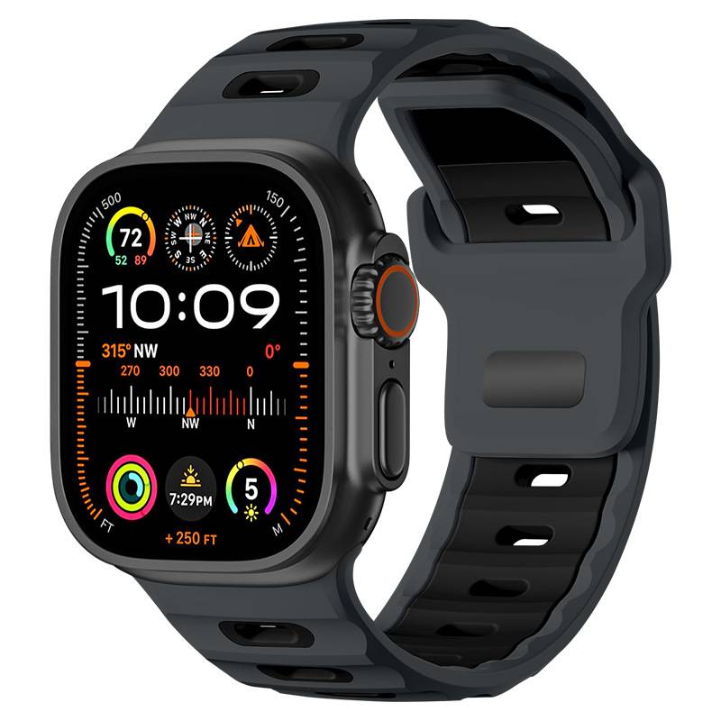 Stilvolles Silikonarmband für Apple Watch 42/44/45/46/49mm Black