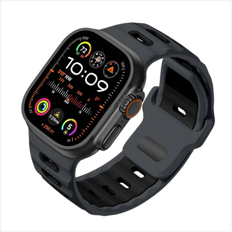 Stilvolles Silikonarmband für Apple Watch 42/44/45/46/49mm Black