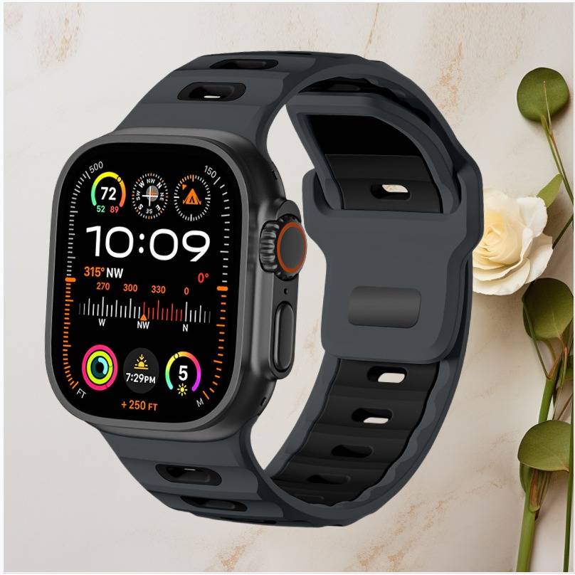 Stilvolles Silikonarmband für Apple Watch 42/44/45/46/49mm Black